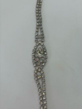 Vintage Crystal Rhinestone Silver-Tone Bracelet - Women Jewelry